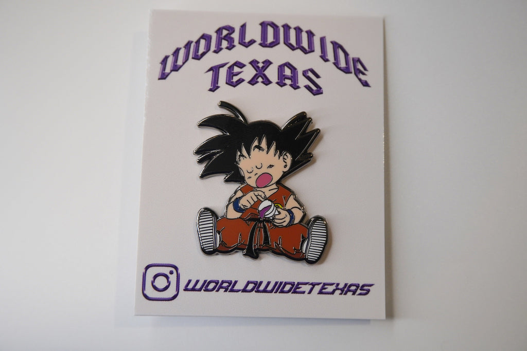 leanin goku enamel pin dragon ball screwston htown inspired fitted pin dbz